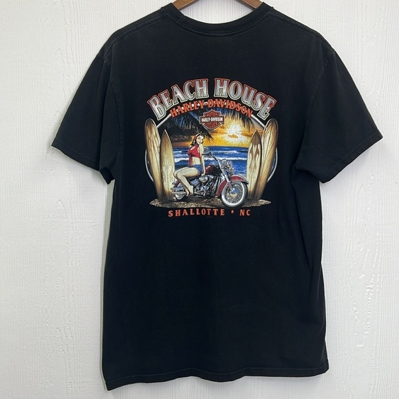 Harley Davidson - 2009 Beach House Pinup Motorcycle Shallotte NC T Shirt Large - Picture 9 of 10
